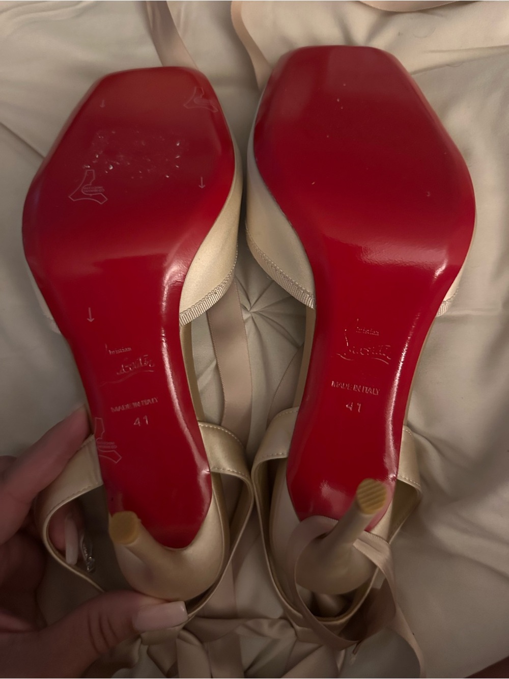 Christian Louboutin Blush Satin Ankle-Tie Ballet Pumps - Picture 3 of 8